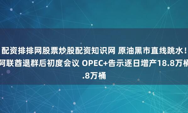 配资排排网股票炒股配资知识网 原油黑市直线跳水！阿联酋退群后初度会议 OPEC+告示逐日增产18.8万桶
