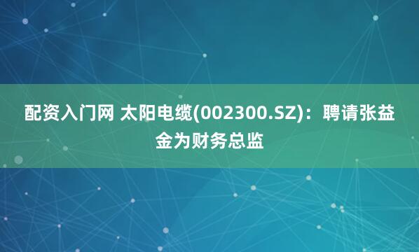 配资入门网 太阳电缆(002300.SZ)：聘请张益金为财务总监